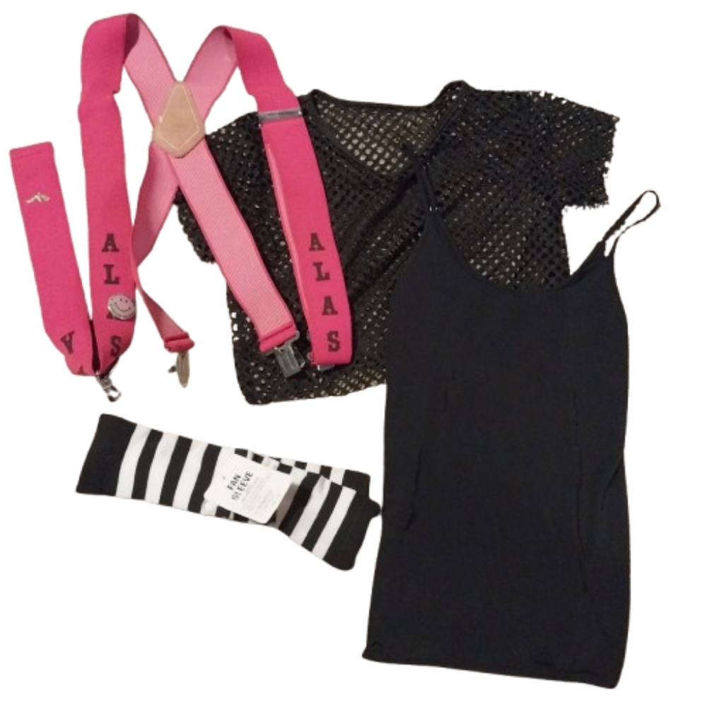 Scene Emo Style Bundle Lot Outfit Accessories Clothes Fishnet Sleeves Suspenders